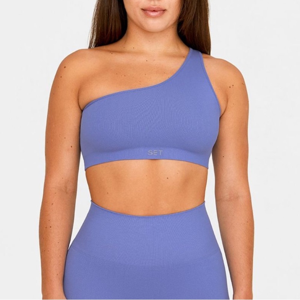 Set Active Sculptflex Ribbed One Shoulder Bra - Bluebell